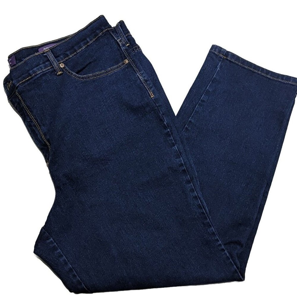 GLORIA VANDERBILT AMANDA JEANS Women's 20W Plus Average STRAIGHT LEG Dark Blue